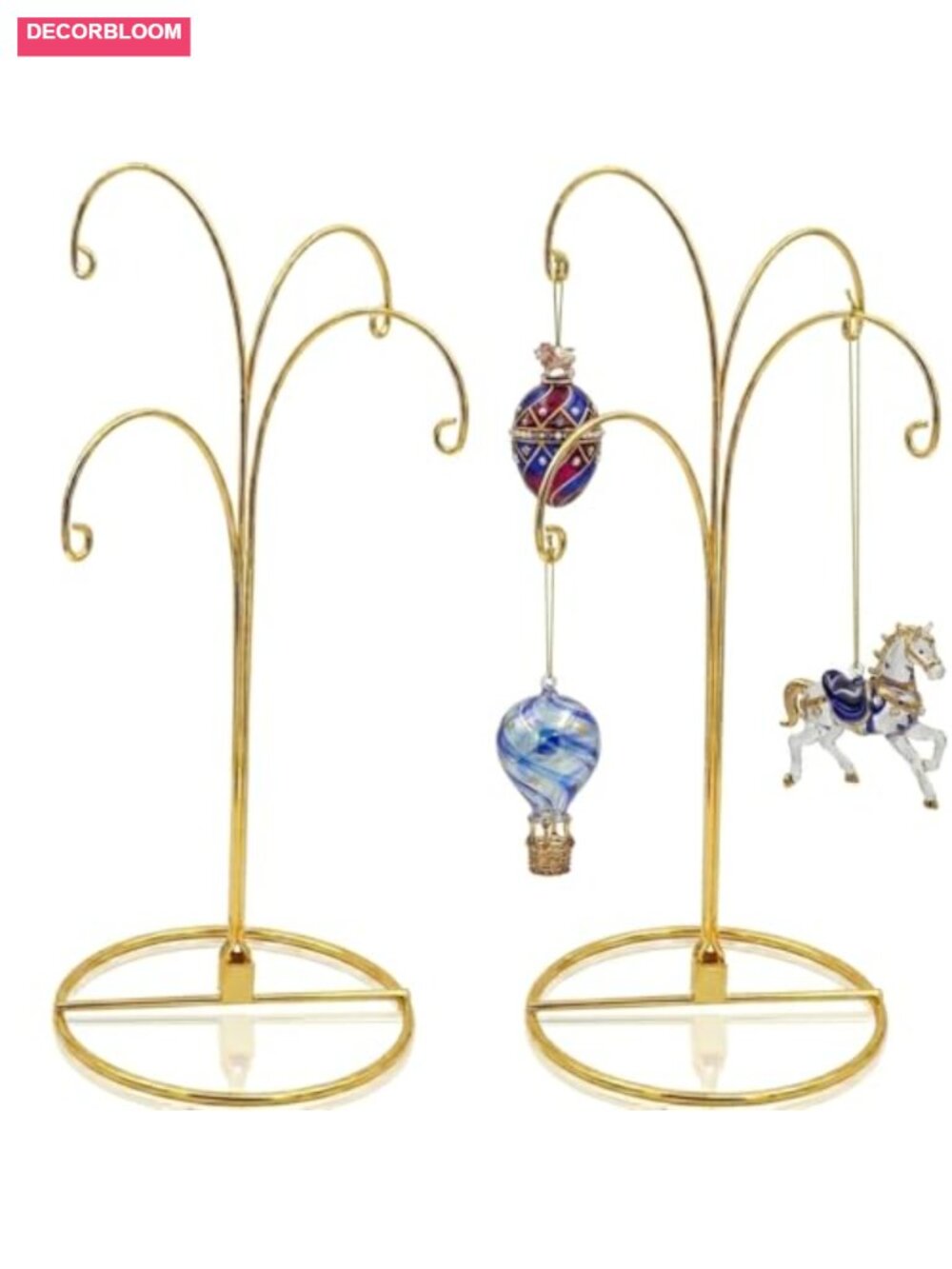 2 Pack 12 Inch 4-Arm Metal Ornament Display Stands Tabletop Hanging Hook Holders